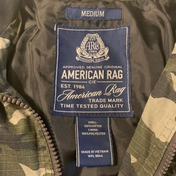 SALE! American Rag Dusty Olive Green Camo Bomber Jacket - Picture 4 of 10